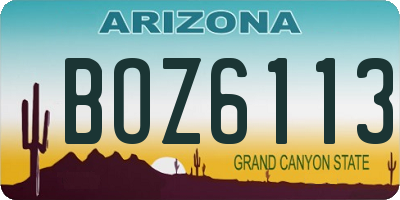 AZ license plate BOZ6113