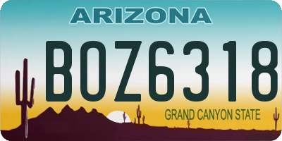 AZ license plate BOZ6318