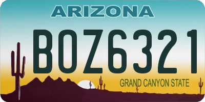AZ license plate BOZ6321