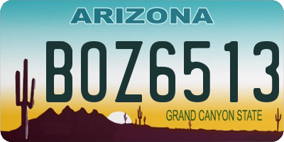 AZ license plate BOZ6513