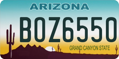 AZ license plate BOZ6550