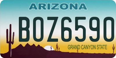 AZ license plate BOZ6590