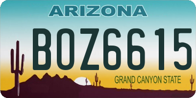 AZ license plate BOZ6615