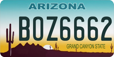 AZ license plate BOZ6662