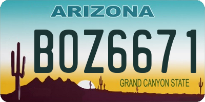 AZ license plate BOZ6671