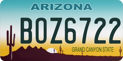 AZ license plate BOZ6722