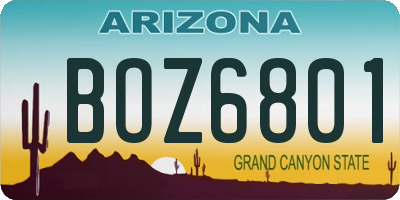 AZ license plate BOZ6801