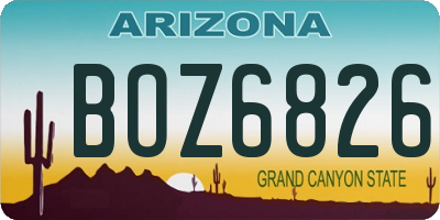 AZ license plate BOZ6826
