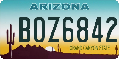 AZ license plate BOZ6842
