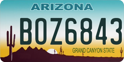 AZ license plate BOZ6843