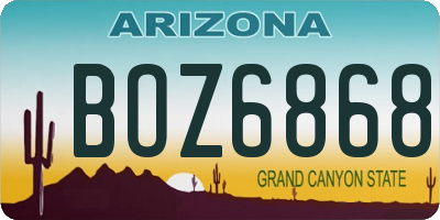 AZ license plate BOZ6868