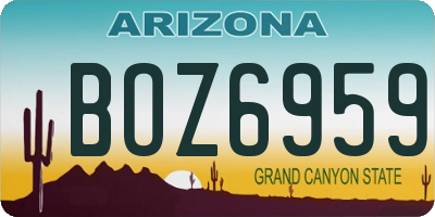 AZ license plate BOZ6959