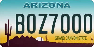 AZ license plate BOZ7000