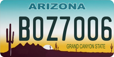 AZ license plate BOZ7006