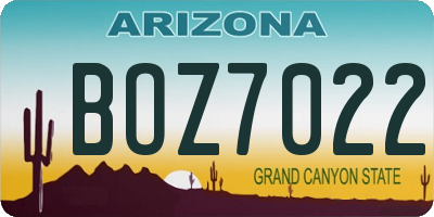 AZ license plate BOZ7022
