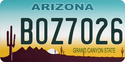 AZ license plate BOZ7026