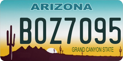 AZ license plate BOZ7095