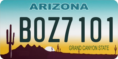 AZ license plate BOZ7101