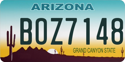 AZ license plate BOZ7148