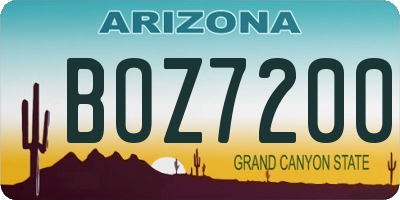 AZ license plate BOZ7200