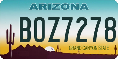 AZ license plate BOZ7278