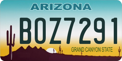 AZ license plate BOZ7291