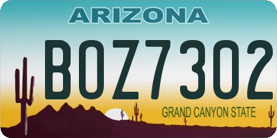 AZ license plate BOZ7302