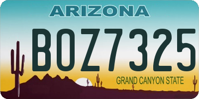 AZ license plate BOZ7325