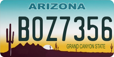 AZ license plate BOZ7356