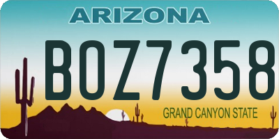 AZ license plate BOZ7358