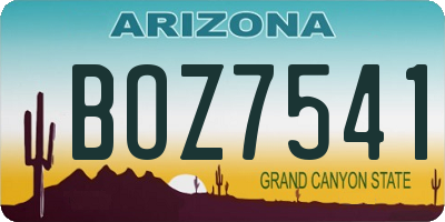 AZ license plate BOZ7541