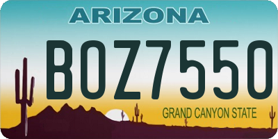 AZ license plate BOZ7550