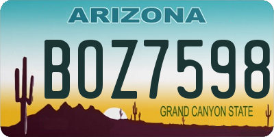AZ license plate BOZ7598
