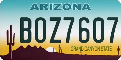 AZ license plate BOZ7607