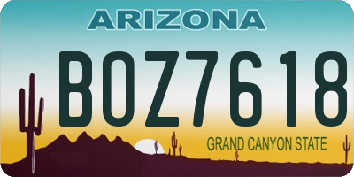 AZ license plate BOZ7618