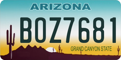 AZ license plate BOZ7681
