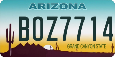 AZ license plate BOZ7714