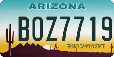AZ license plate BOZ7719
