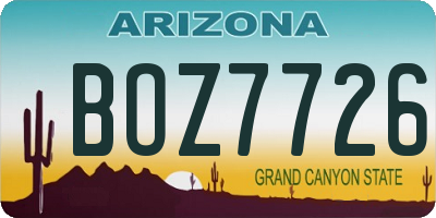 AZ license plate BOZ7726