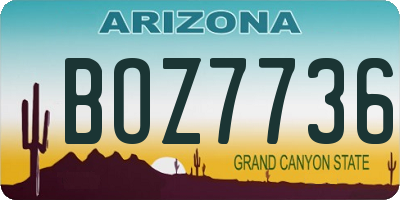 AZ license plate BOZ7736