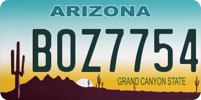 AZ license plate BOZ7754