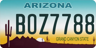 AZ license plate BOZ7788