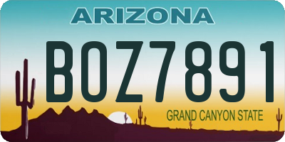 AZ license plate BOZ7891