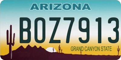 AZ license plate BOZ7913