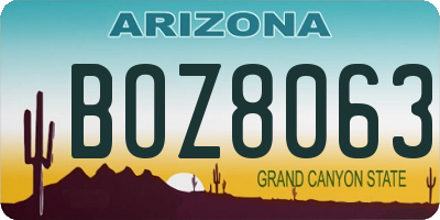 AZ license plate BOZ8063