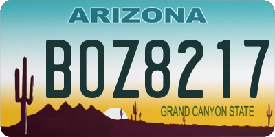 AZ license plate BOZ8217