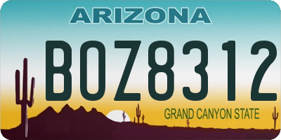 AZ license plate BOZ8312