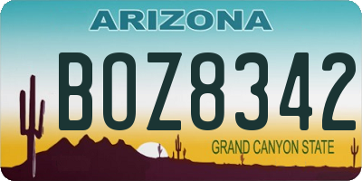 AZ license plate BOZ8342