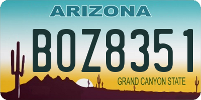AZ license plate BOZ8351