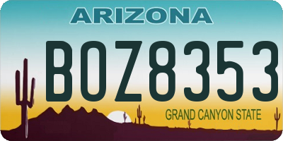 AZ license plate BOZ8353